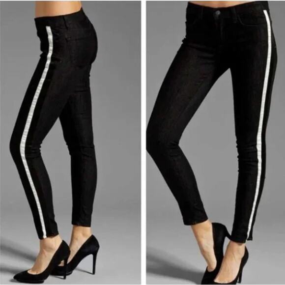 J Brand Tux Stripe Black Skinny Jeans 27 - Picture 1 of 12